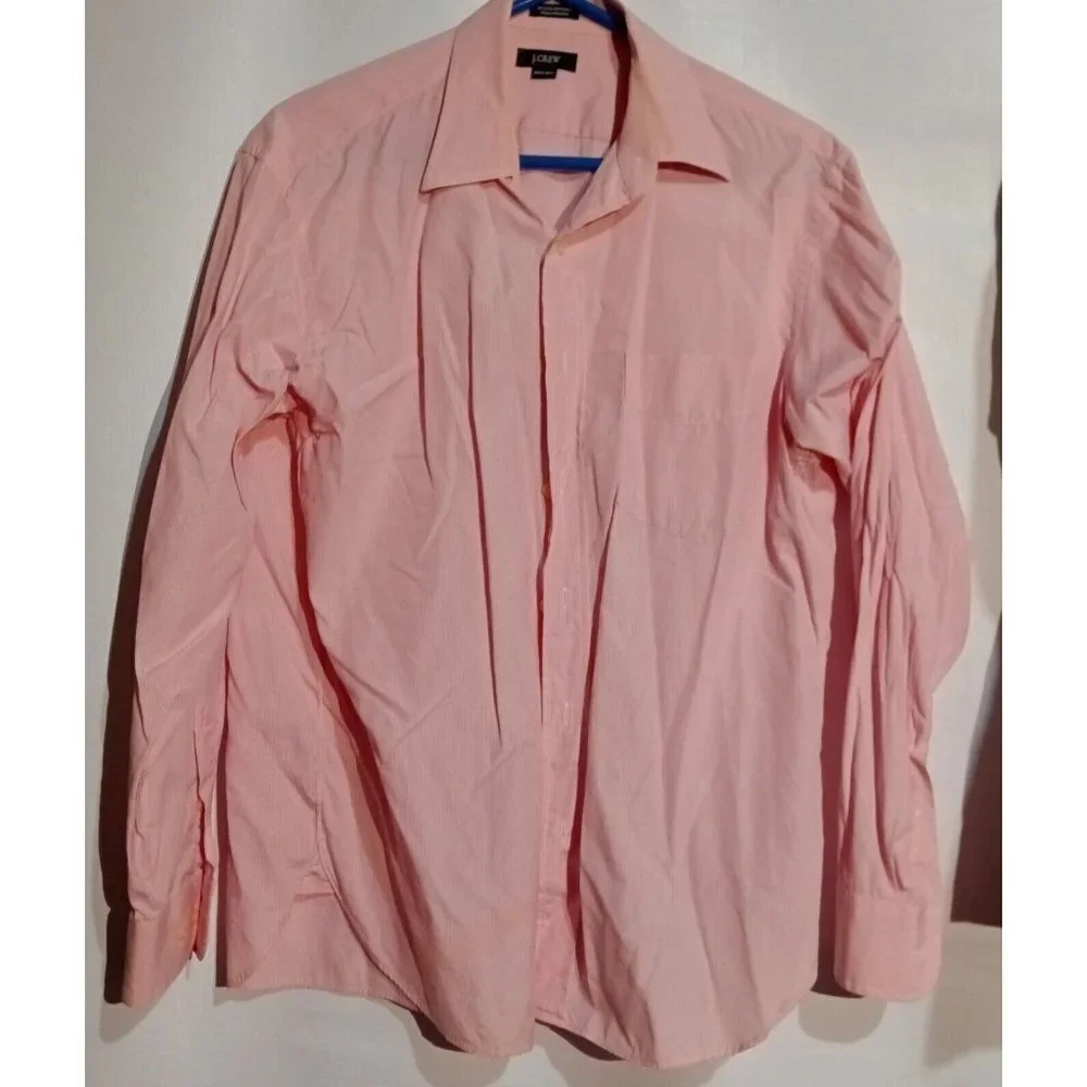 Mens J. CREW PINK STRIPE Cotton BUTTON DOWN SIZE M 15-15 1/2